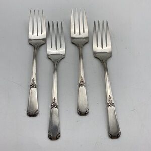 Vintage 1939 Wm A Rogers Rio Salad‎ Forks Set Of 4 Silverplate Art Deco Classic